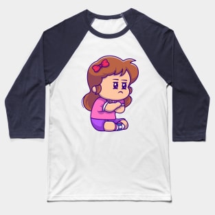 Cute Girl Angry Cartoon Baseball T-Shirt